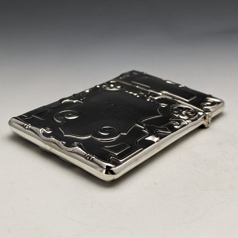 1908 British antique pure silver (925 silver) card case 63g Crisford and Norris